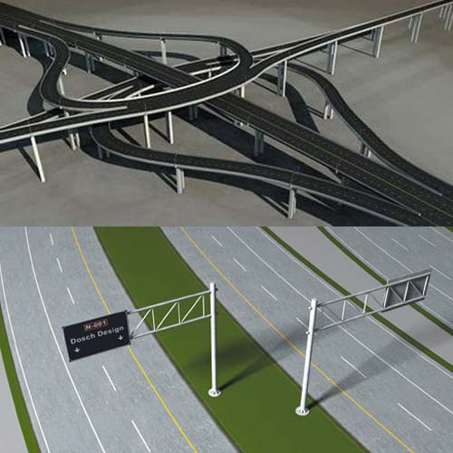 مدل سه بعدی پل و جاده - 2