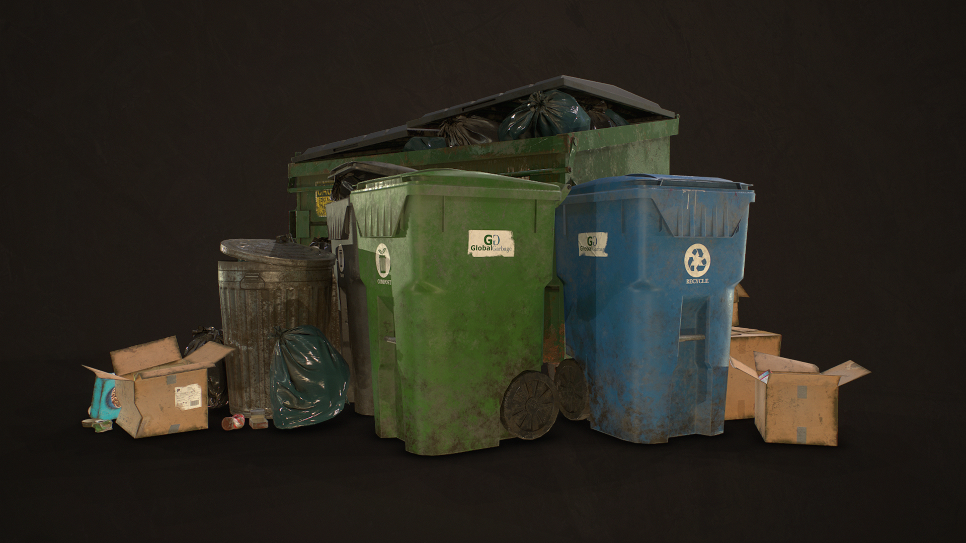 مدل سه بعدی سطل آشغال شهری - 4