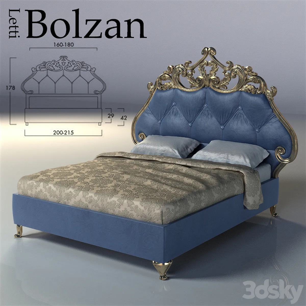 مدل سه بعدی تخت خواب کلاسیک 28 - 2