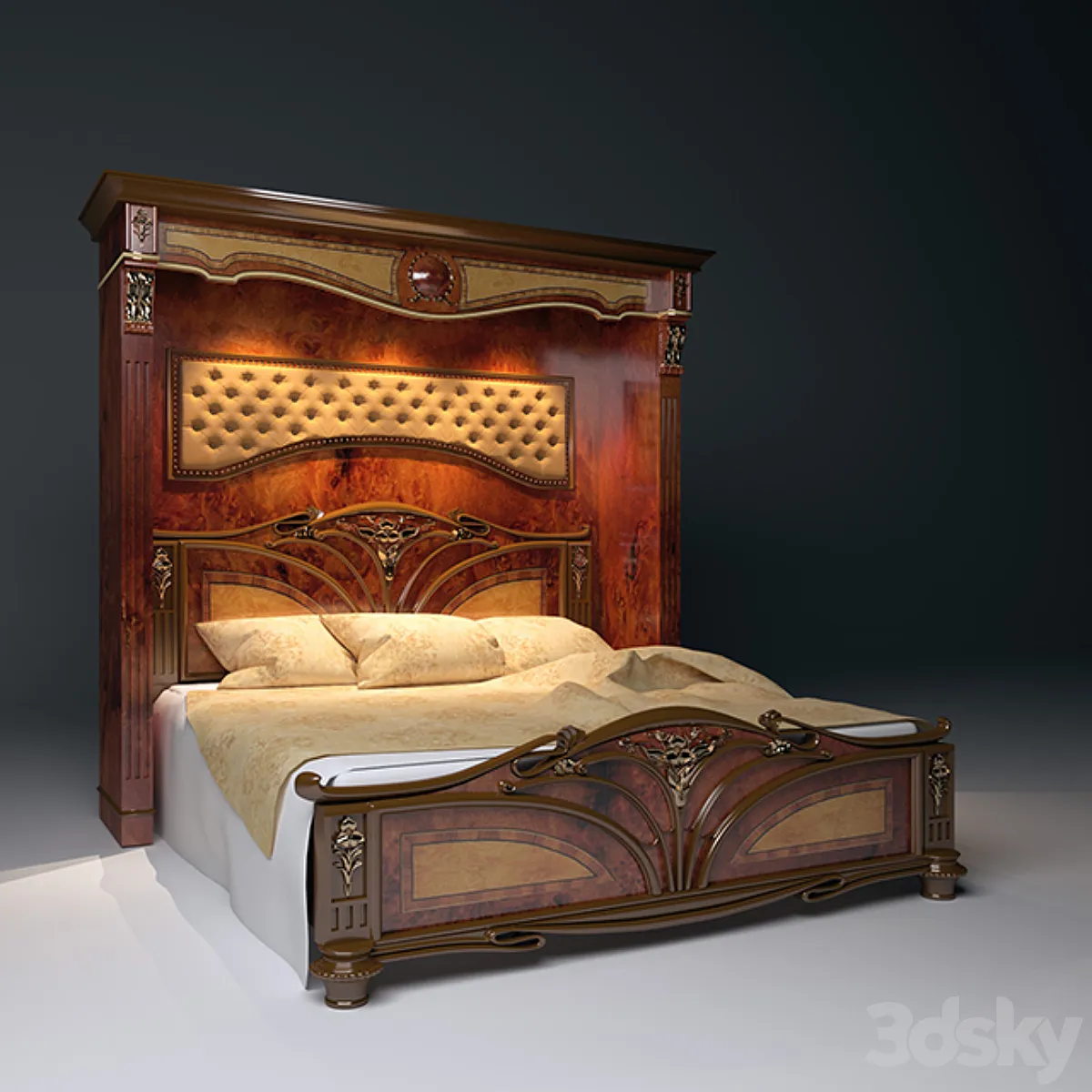 مدل سه بعدی تخت خواب کلاسیک 30 - 2