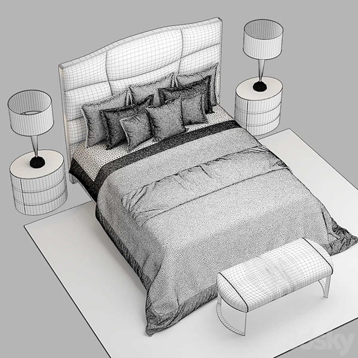 مدل سه بعدی تخت خواب کلاسیک 32 - 6
