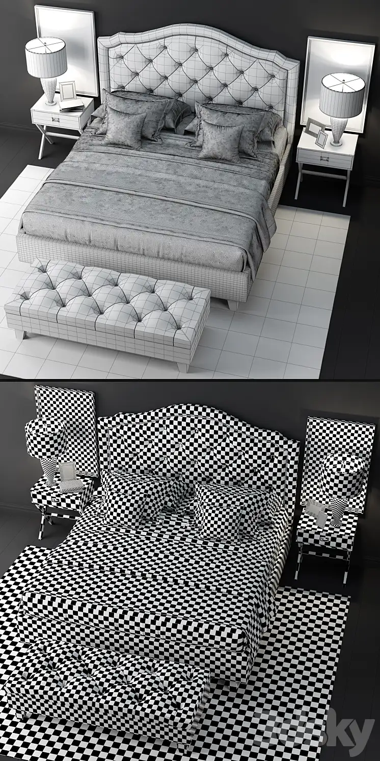 مدل سه بعدی تخت خواب کلاسیک 50 - 6