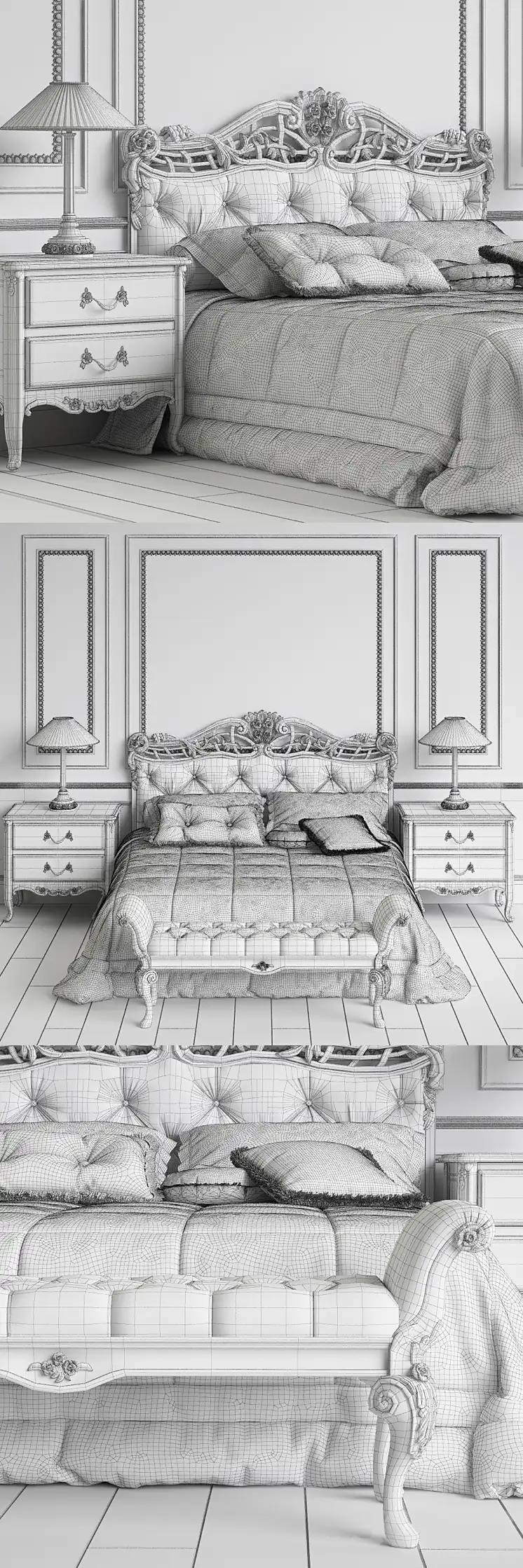 دانلود مدل سه بعدی تخت خواب کلاسیک 56 - 6