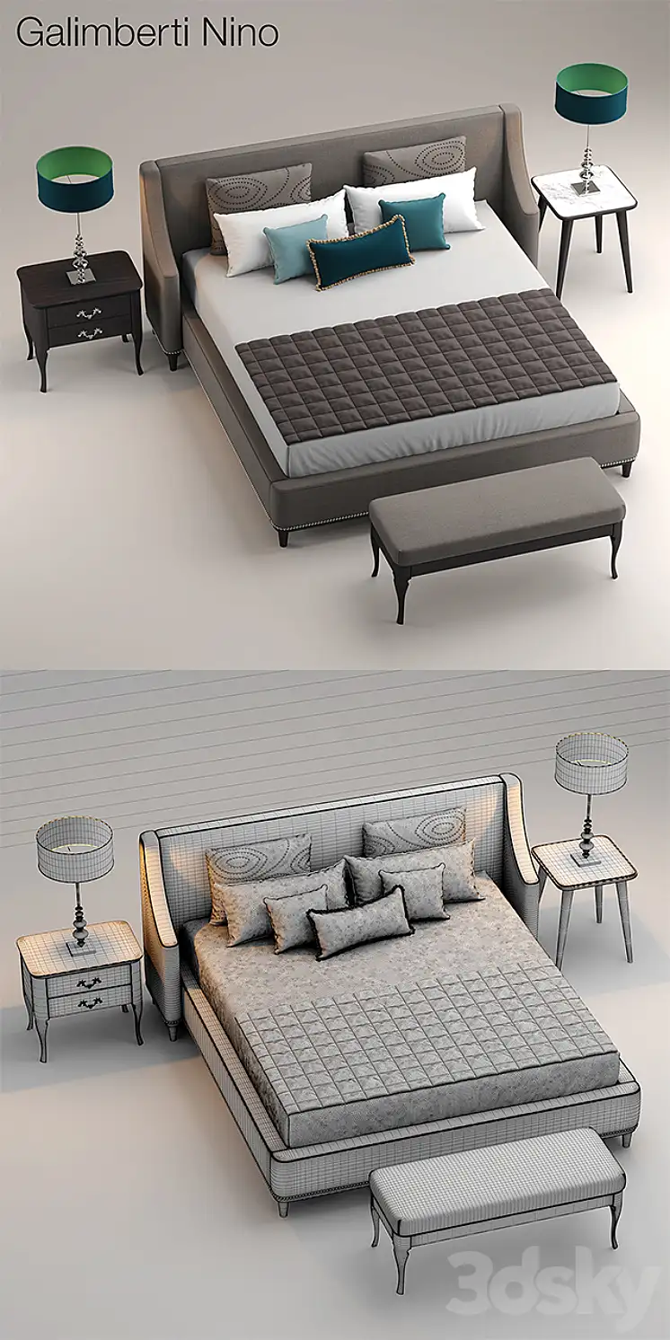 دانلود مدل سه بعدی تخت خواب کلاسیک 76 - 6