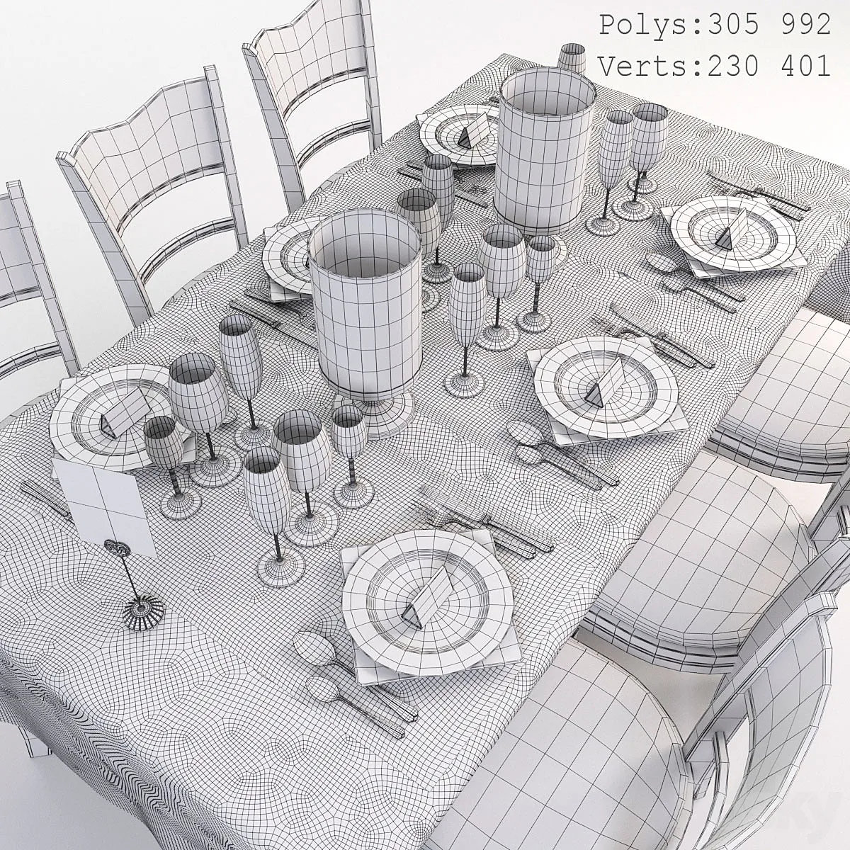 مدل سه بعدی میز ناهار خوری کلاسیک 22 - 6