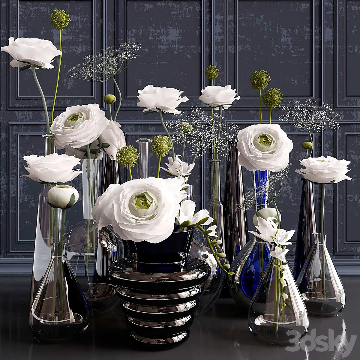 آبجکت گلدان گل کلاسیک 15 - 2
