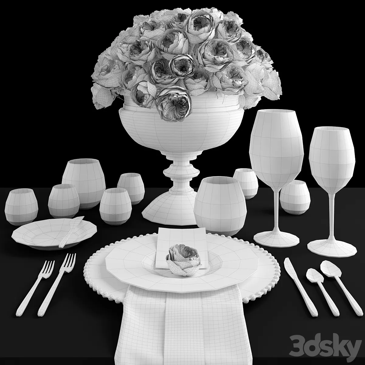 مدل سه بعدی میز غذا کلاسیک - 6