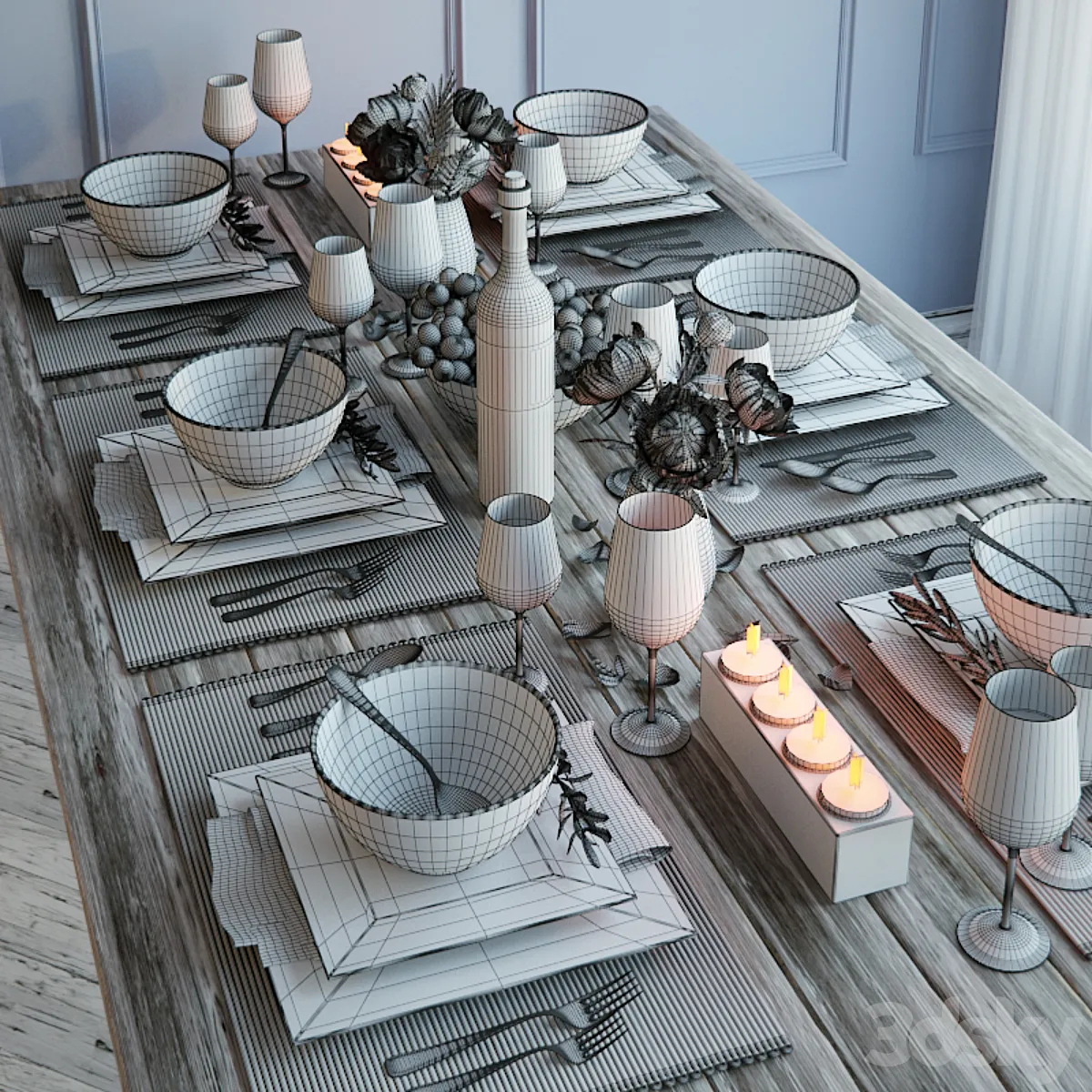 مدل سه بعدی میز غذا کلاسیک 4 - 6