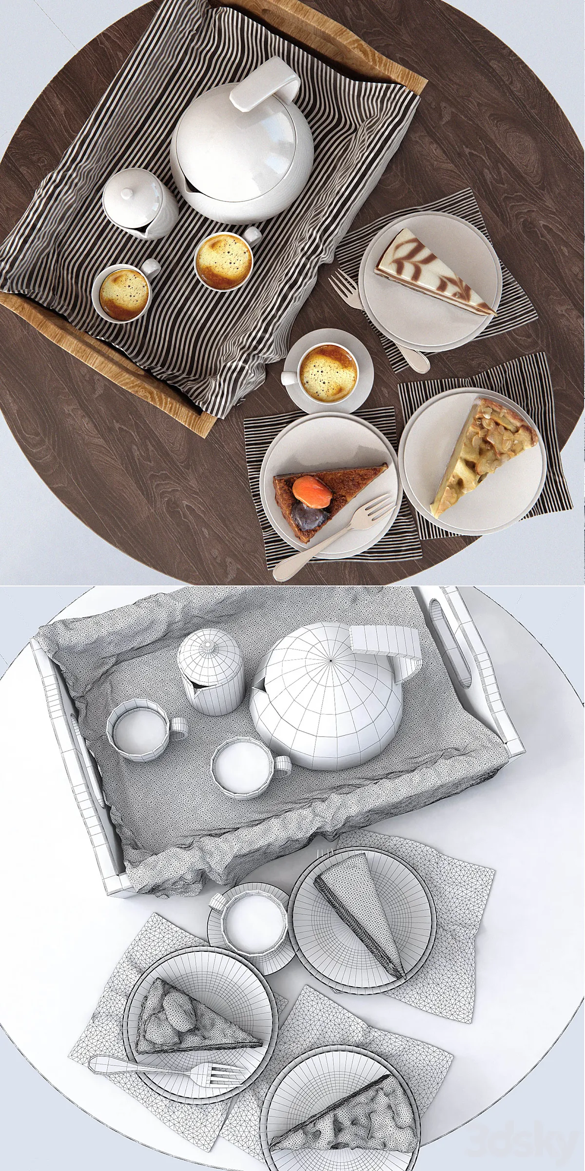 مدل سه بعدی کیک و قهوه 2 - 6