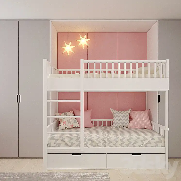 مدل سه بعدی تخت خواب کودک مدرن 2 - 4