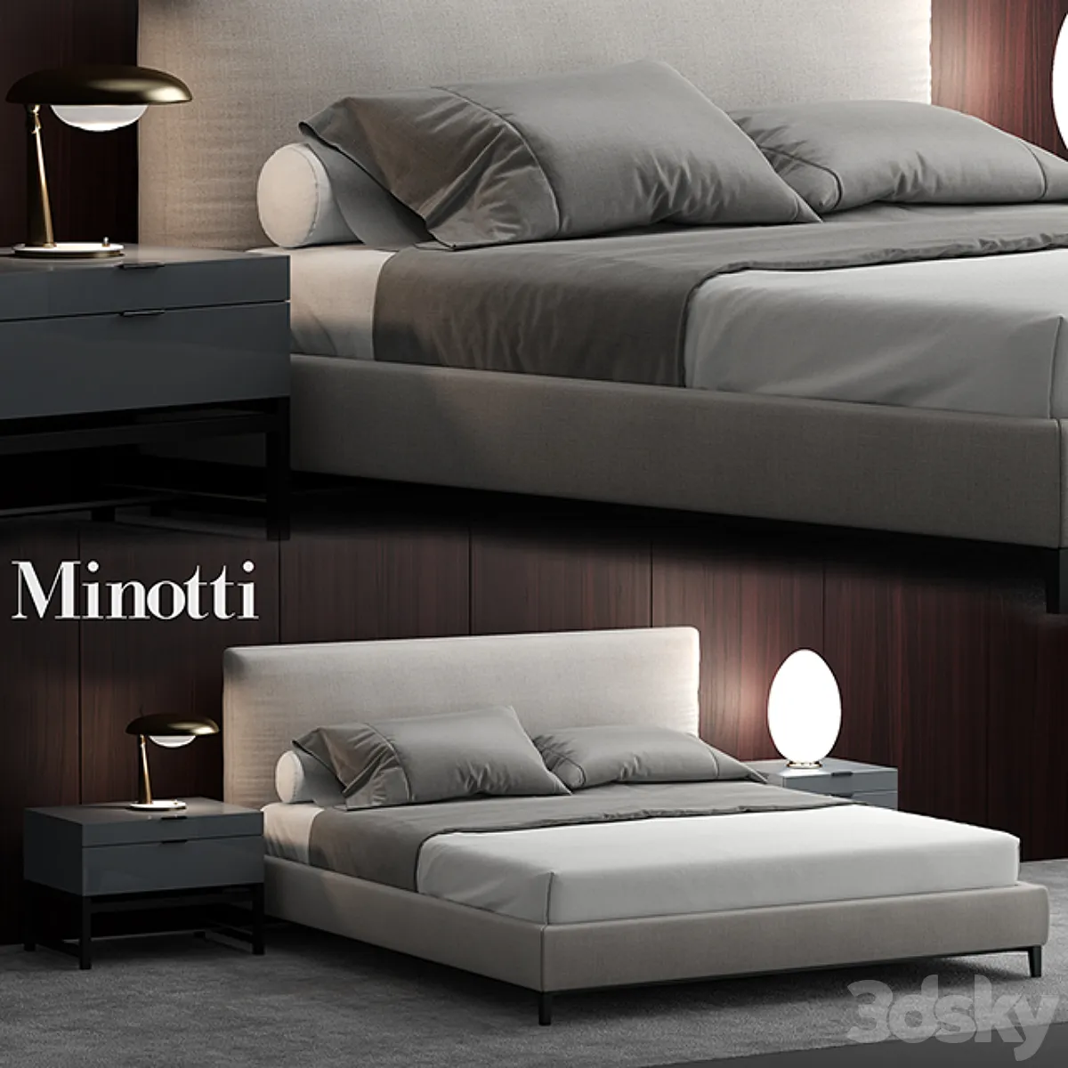 مدل سه بعدی تخت خواب مدرن 18 - 2