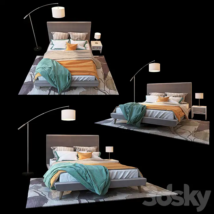 مدل سه بعدی تخت خواب مدرن 60 - 2