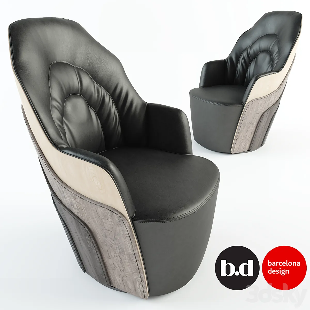 مدل سه بعدی صندلی چرم مدرن 1 - 2