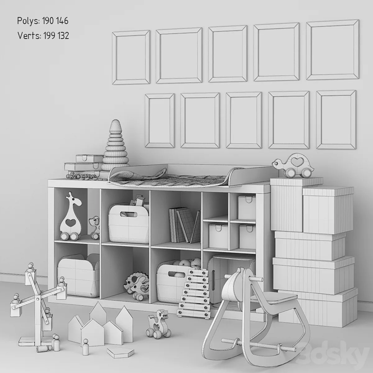 مدل سه بعدی مبلمان اتاق کودک مدرن 6 - 6