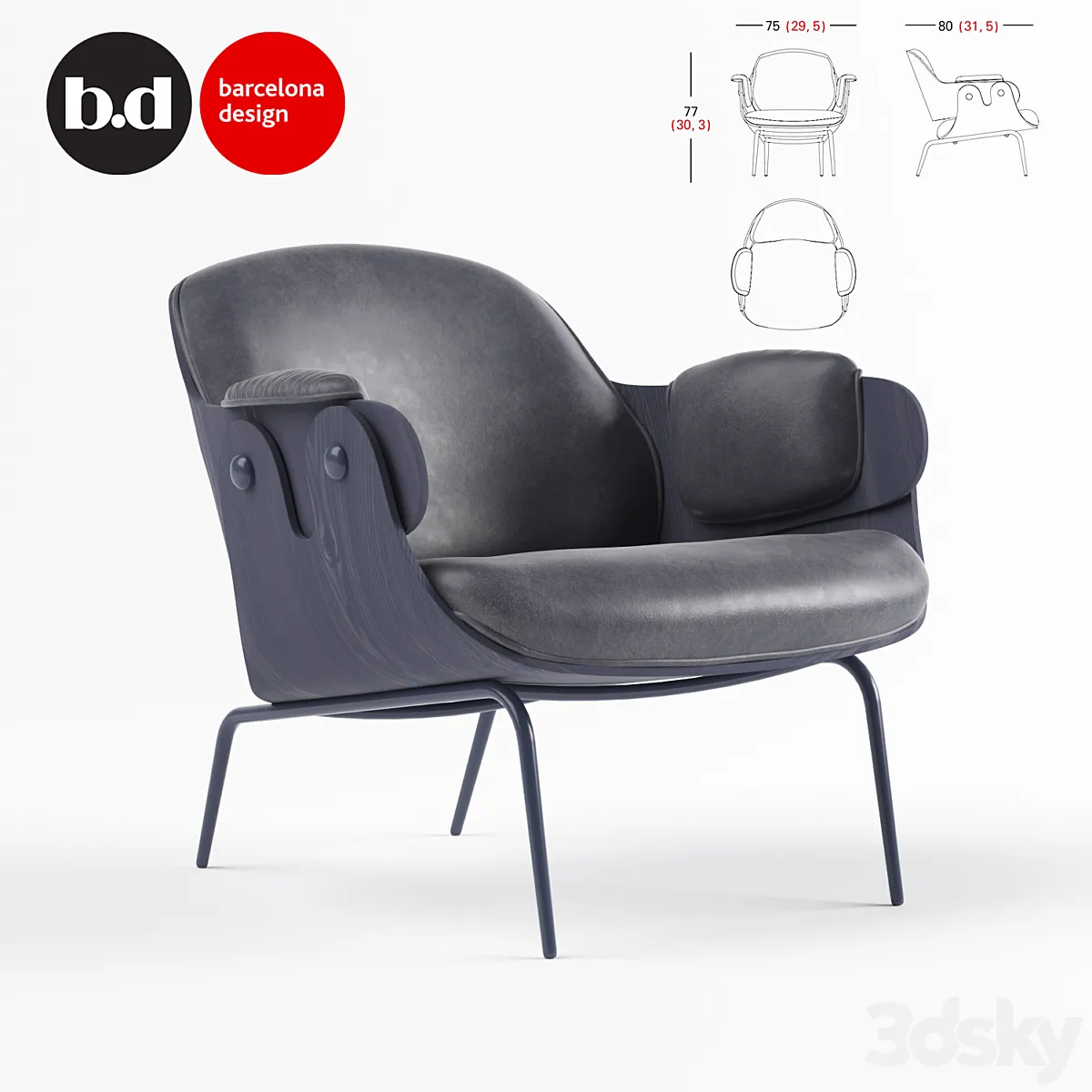 مدل سه بعدی صندلی چرم مدرن 19 - 2