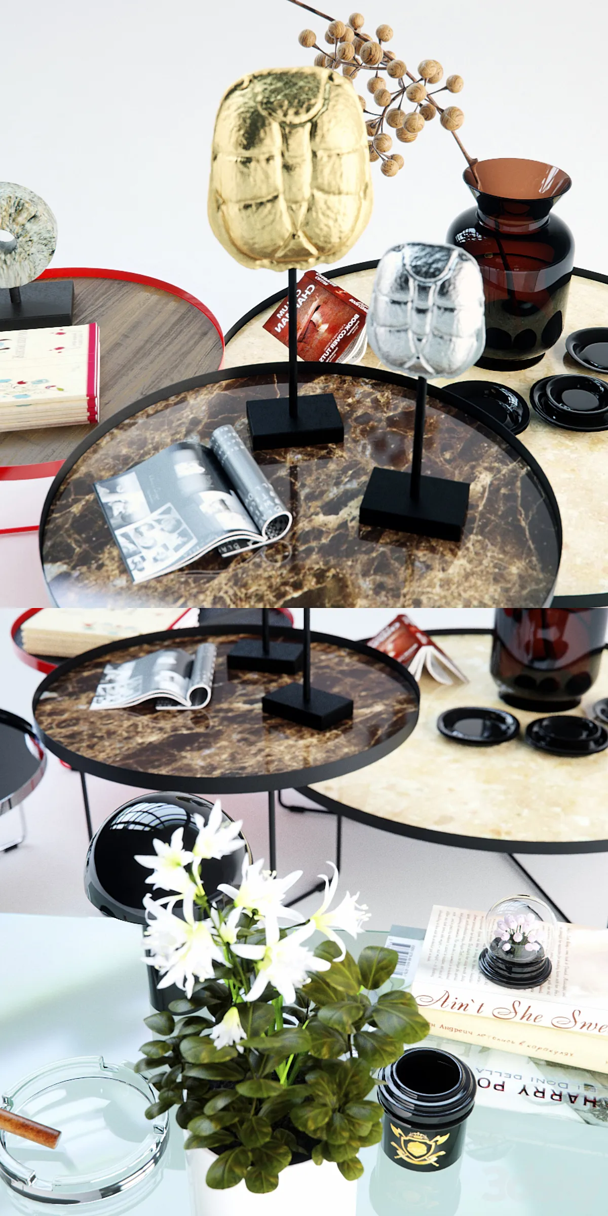 مدل سه بعدی ست میز قهوه خوری مدرن - 4