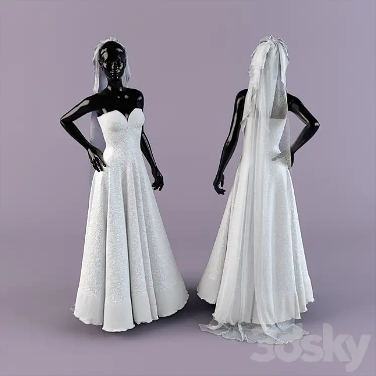 مدل سه بعدی لباس عروس 2 - 2